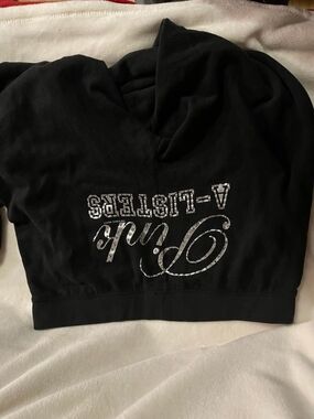 PINK Victoria's Secret Black Sweats with Silver Glitter Logo